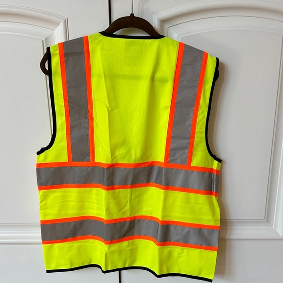 Neon Lime Safety Vest with Reflective Strips - Picture 4 of 5